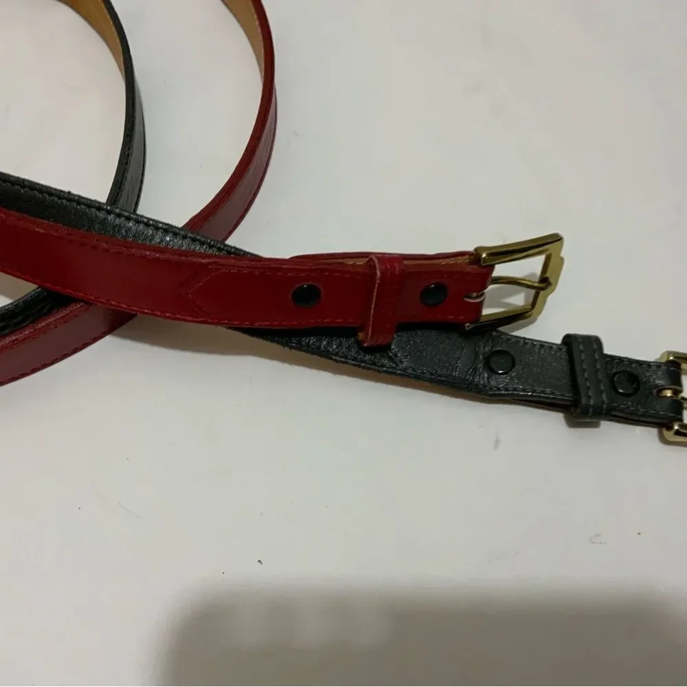 Justin 3044R Brass Buckle & Red Top Grain Cowhide Leather Belt Size 32 lot of 2